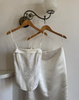 Vintage 90s Satin Jacquard Bodice and Skirt Set Ivory