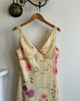 Vintage 90s Butter Yellow Floral Crinkle Sundress