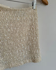 Vintage Sequin Knit Micro Mini Skirt Creme