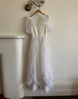 Vintage 70s Organza Sheer Stripe Wedding Dress