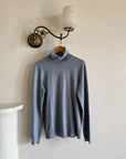 Vintage 90s Ralph Lauren Silk Cotton Blend Turtleneck Dusty Blue