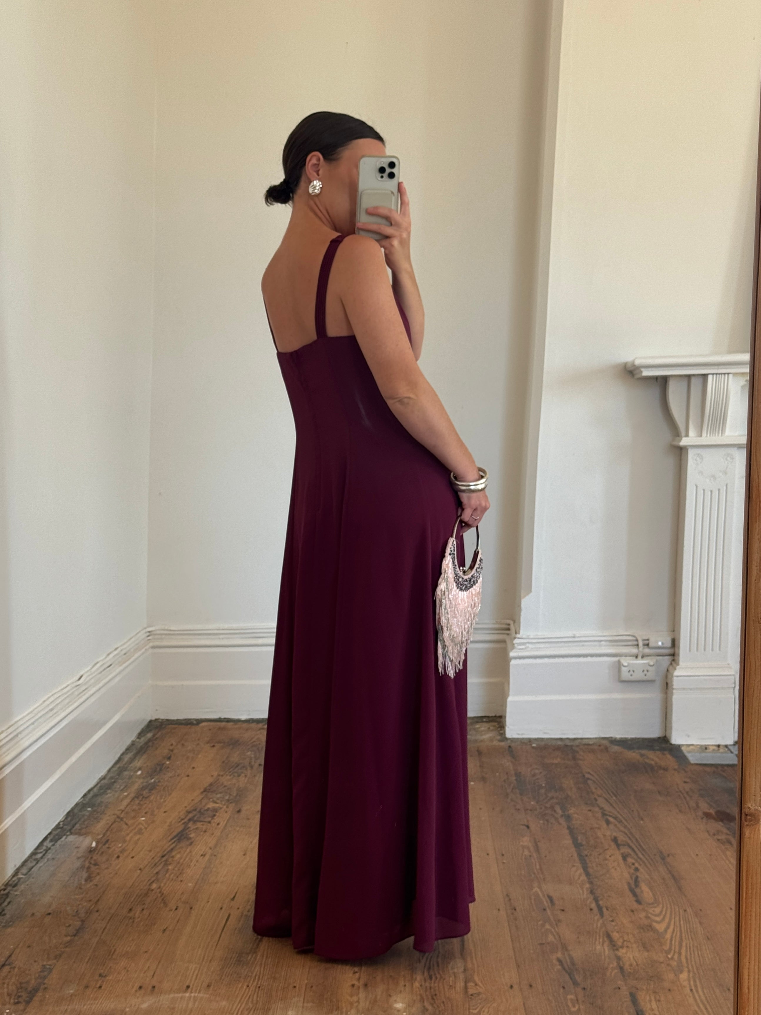 Vintage 90s Australian Made Plum Strappy Dress