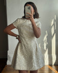Vintage 90s Christian Dior Guipure Lace Structured Bridal Mini Creme
