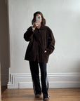Vintage 90s Chocolate Suede Leather Boxy Jacket