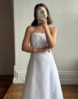 Vintage 90s Square Cut Lace Up Slip Wedding Dress