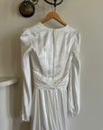 Vintage 60s Ivory Satin Draped Wedding Dress With Train