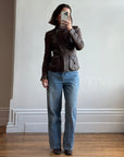 Vintage Y2K YSL Rive Gauche Leather Jacket Chocolate
