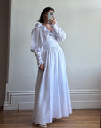 Vintage 70s Taffeta Frill Wedding Dress with Bow