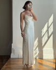 Vintage 90s Pure Silk Bias Cut Slip Embroidered Wedding Dress