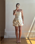 Vintage 90s Bubble Bridal Micro Mini Champagne