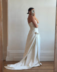 Vintage Y2K Satin Drop Waist Strapless Wedding Gown