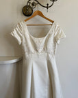 Vintage 90s Cherry Blossom Satin Short Sleeved Bridal Gown