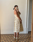Vintage 70s Victor Costa 3D Lace Column Dress Creme