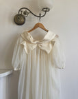 Vintage 50s Chiffon Bow Peignoir Slip Set Creme