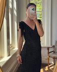 Vintage 90s Crinkle Sheer Fairy Dress Noir