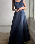 Vintage 90s Satin Bow Gown Navy