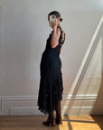 Vintage Y2K Pure Silk Sequin Fairy Dress Noir
