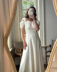 Vintage 90s Crepe Rosette Wedding Dress