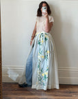 Vintage Rare Sheer Spring Floral Applique Belt Skirt