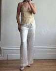 Vintage 90s DKNY Pure Silk Embroidered Camisole Creme