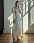 Vintage 40s Liquid Satin Classic Bridal Midi With Bows