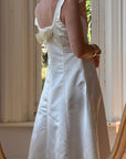 Vintage 90s Satin Rope Embroidered Slip Wedding Dress