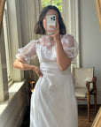 Vintage 60s Empire Organza Floral Wedding Dress