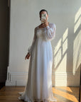 Vintage 60s Poet Sleeve Chiffon Wedding Gown