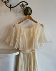Vintage 60s Pleated Flutter Maxi Creme