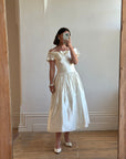 Vintage 80s Satin Tea Length Wedding Dress