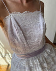 Vintage 50s Cupcake Tiered Lace Prom Dress Lilac