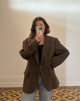 Vintage Wool and Mohair Chocolate Herringbone Blazer