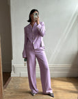 Vintage 90s Ralph Lauren Pure Silk Lilac Suit with Original Tags Attached
