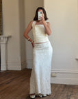 Vintage 90s Beaded Halter Two Piece Bridal Slip Set