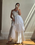 Vintage 70s Tiered Bubble Chiffon Wedding Dress