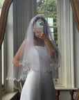 Vintage Mid Length Tulle Veil With Satin Headband
