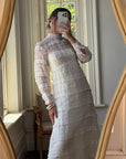 Vintage 60s Polka Dot Long Sleeved Wedding Dress Ivory