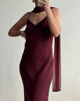 Vintage 90s Burgundy Slip Dress With Pink Sequins and Scarf