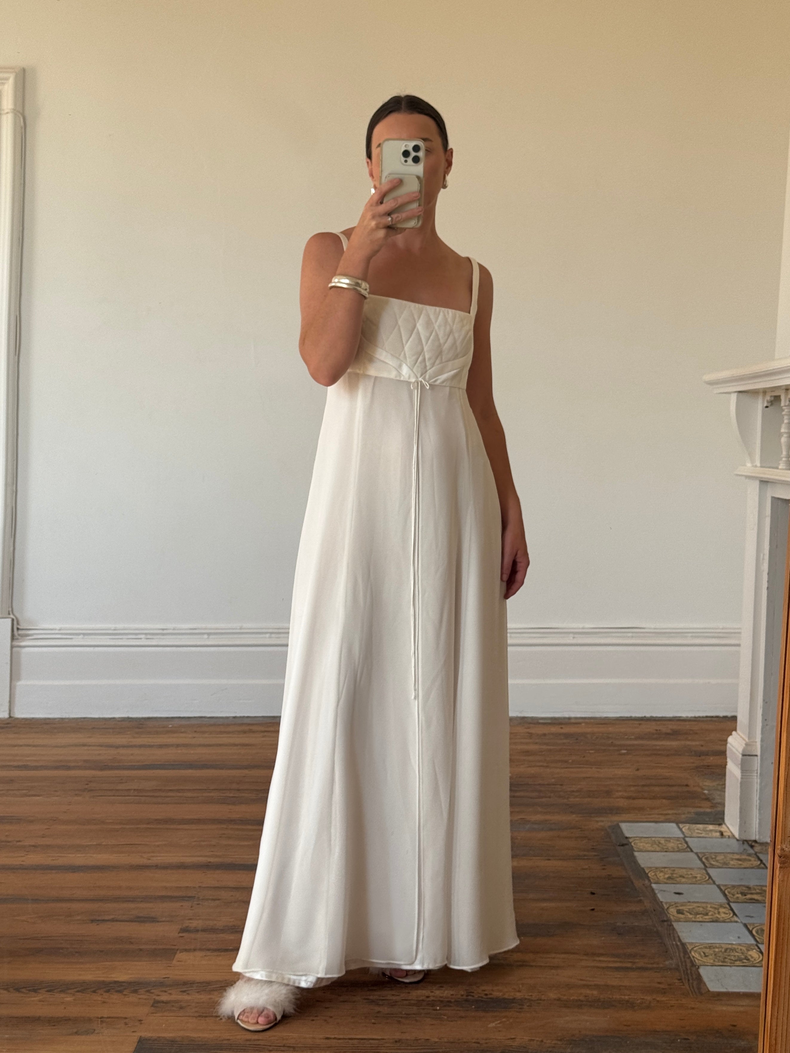 Vintage 90s Quilted Australian Made Slip Wedding Dress