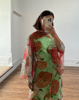 Vintage 70s Floral Belted Maxi Dress