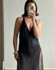Vintage Y2K Victorias Secret Racer Pure Silk Slip Noir