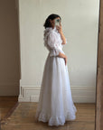 Vintage 80s Ruffled Sheer Organza Wedding Dress