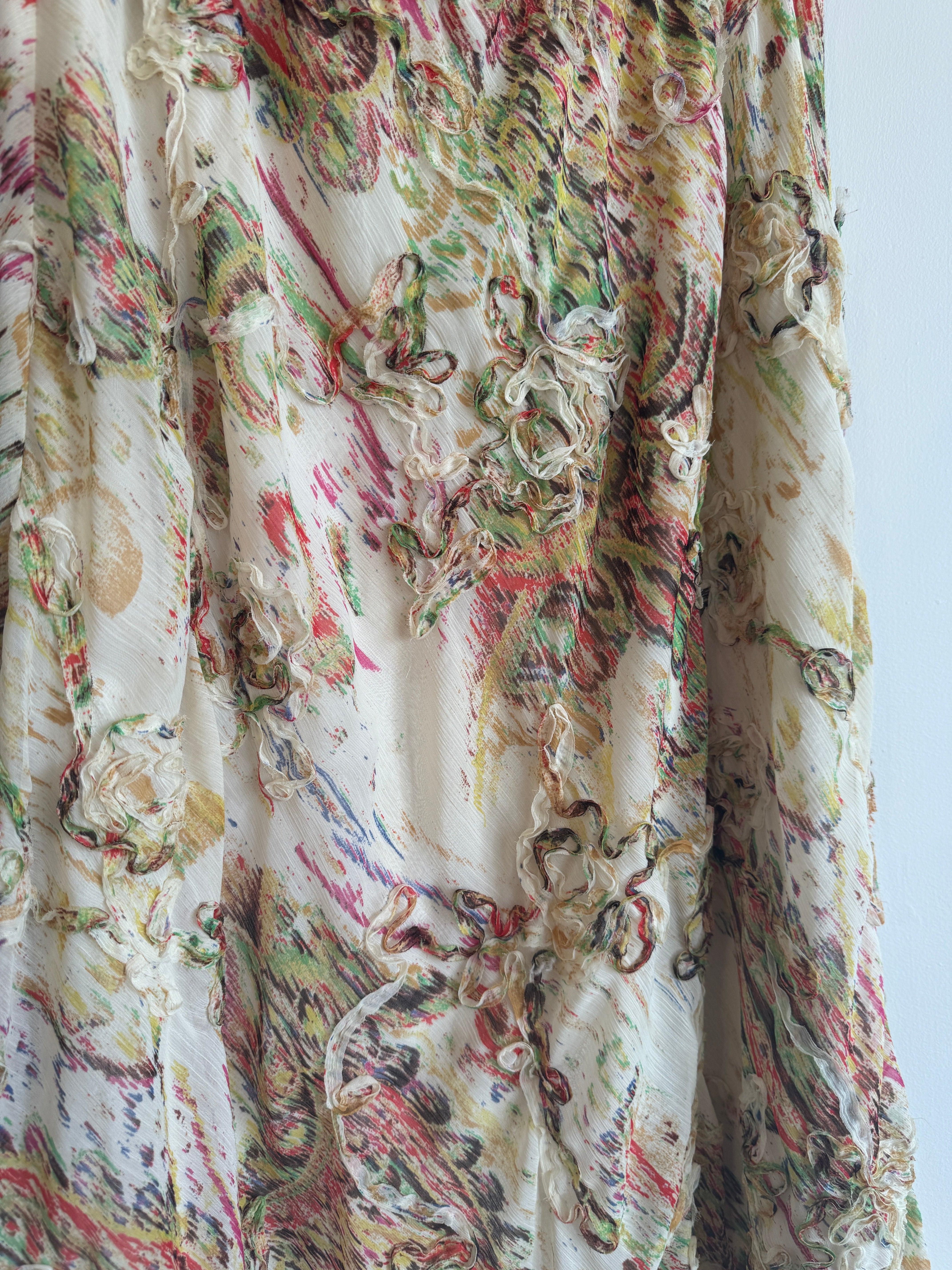Vintage 90s multi slip skirt with swirl embroidery