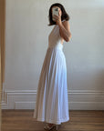 Vintage 70s Backless Pleated Halter Wedding Dress