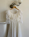Vintage 70s Lace Prairie Wedding Dress