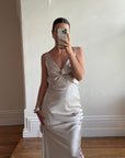 Vintage 90s Australian Made Backless Shell Satin Dress