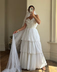 Vintage 70s Tiered Bubble Chiffon Wedding Dress