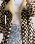 Vintage Rare 70s Mink Fur Checkerboard Coat