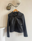 Vintage 90s Cropped Zip Front Leather Jacket