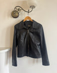Vintage 90s Cropped Zip Front Leather Jacket
